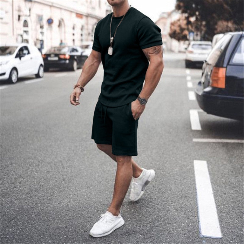 Cotton O-Neck Tee Shirt with shorts